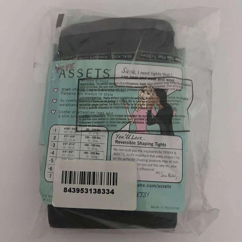 Love Your Assets Spanx Sheers Tights Flipside Diamond Reversible Shaping Black 1